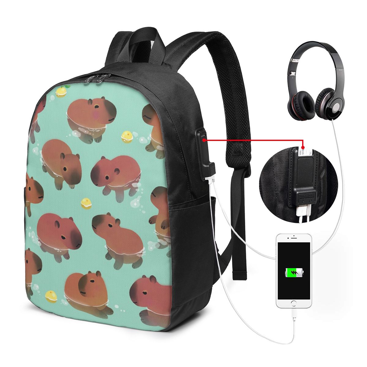 Laptop Bag - Mochila com estampa de animal capivara,