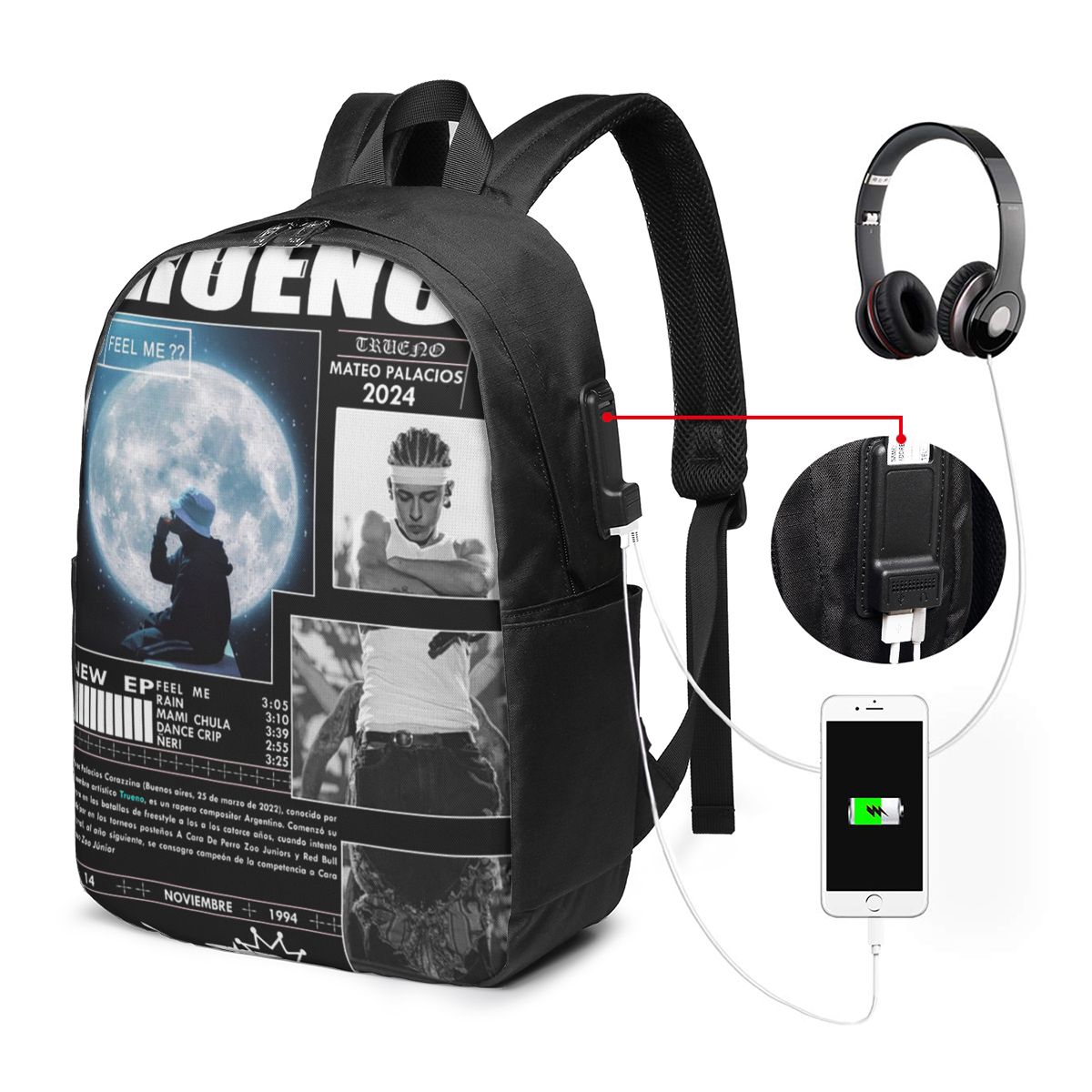 Laptop Bag - Mochila Engraçada Trueno Hip Hop Rapper
