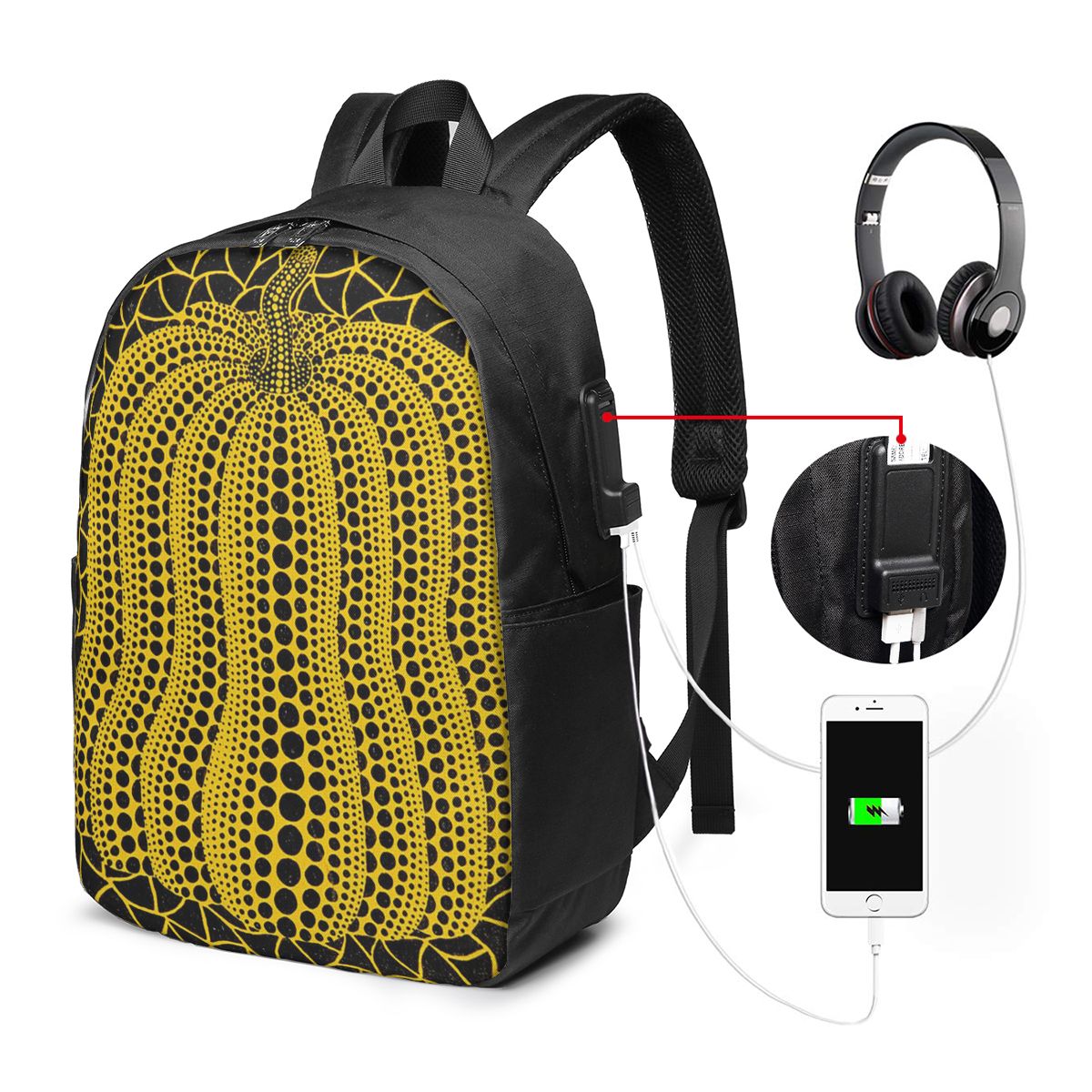 Laptop Bag - Mochila Yayoi Kusama Pumpkin Abstract Art