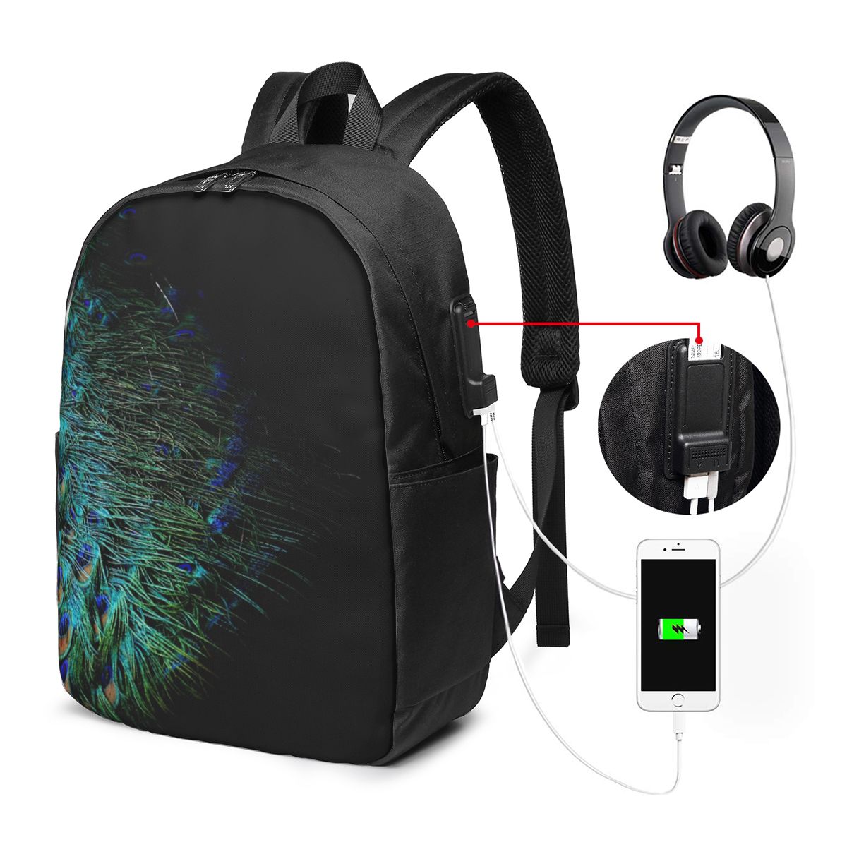 Mochila com penas de pavão em  - Laptop Bag avaliação e preço